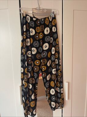Gudrun Sjoden Black Harem-Style Pants with Mustard and Cream Circles